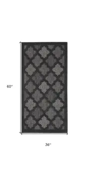 3' X 5' Charcoal And Black Trellis Indoor Outdoor Area Rug