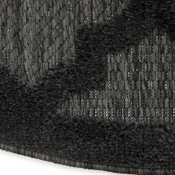 5' Charcoal And Black Round Trellis Indoor Outdoor Area Rug