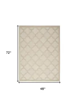 4' X 6' Cream And Beige Trellis Indoor Outdoor Area Rug