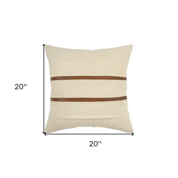 20" Ivory and Brown Cotton Blend