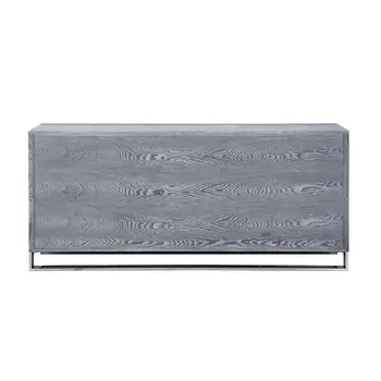 71" Ash Gray And Chrome Sideboard with Four Doors