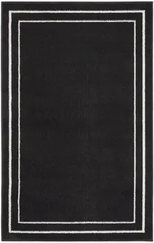 2' X 4' Black And Ivory Indoor Outdoor Area Rug