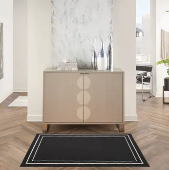 2' X 4' Black And Ivory Indoor Outdoor Area Rug