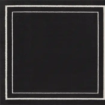 5' Black And Ivory Square Indoor Outdoor Area Rug