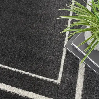 5' Black And Ivory Square Indoor Outdoor Area Rug