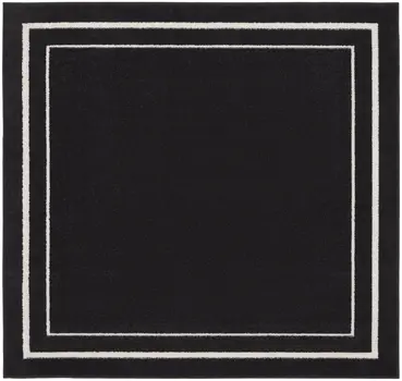 5' Black And Ivory Square Indoor Outdoor Area Rug