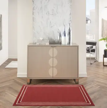 2' X 4' Red And Ivory Indoor Outdoor Area Rug