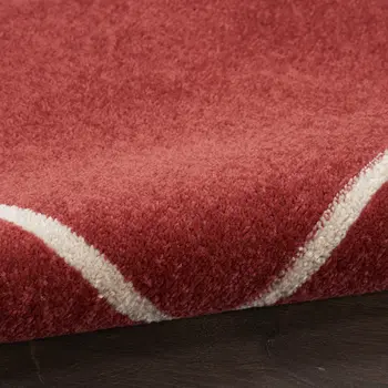 4' Red And Ivory Round Indoor Outdoor Area Rug