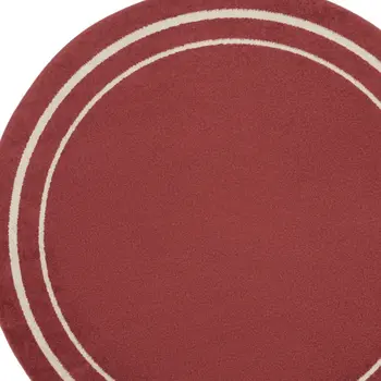 6' Red And Ivory Round Indoor Outdoor Area Rug
