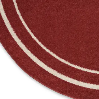 6' Red And Ivory Round Indoor Outdoor Area Rug