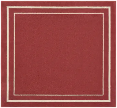 5' Red And Ivory Square Indoor Outdoor Area Rug