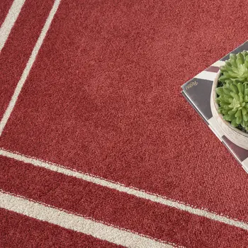 5' Red And Ivory Square Indoor Outdoor Area Rug