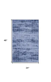 2' X 4' Denim Blue And Navy Blue Abstract Indoor Outdoor Area Rug