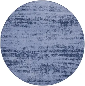 4' Denim Blue And Navy Blue Round Abstract Indoor Outdoor Area Rug