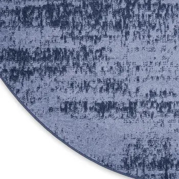 4' Denim Blue And Navy Blue Round Abstract Indoor Outdoor Area Rug