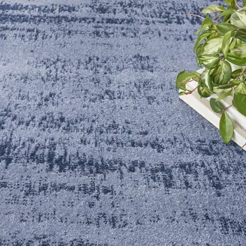 4' Denim Blue And Navy Blue Round Abstract Indoor Outdoor Area Rug