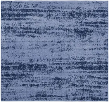 5' Denim Blue And Navy Blue Square Abstract Indoor Outdoor Area Rug