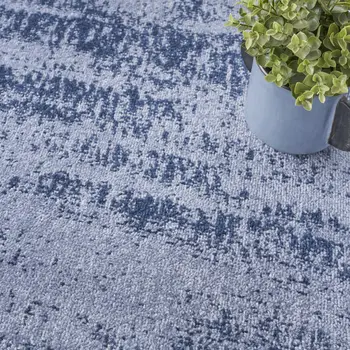 5' Denim Blue And Navy Blue Square Abstract Indoor Outdoor Area Rug