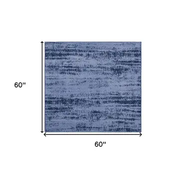5' Denim Blue And Navy Blue Square Abstract Indoor Outdoor Area Rug