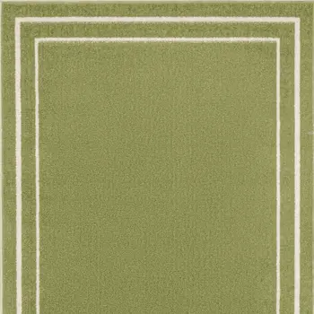 2' X 4' Green And Ivory Indoor Outdoor Area Rug
