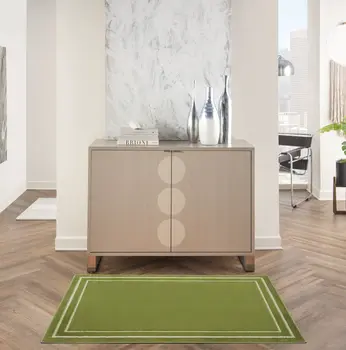 2' X 4' Green And Ivory Indoor Outdoor Area Rug