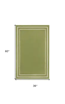 3' X 5' Green And Ivory Indoor Outdoor Area Rug