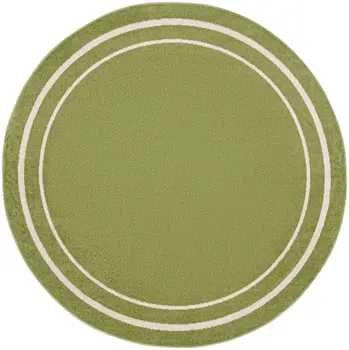 4' Green And Ivory Round Indoor Outdoor Area Rug