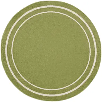 4' Green And Ivory Round Indoor Outdoor Area Rug