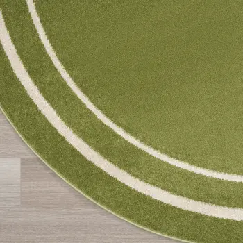 4' Green And Ivory Round Indoor Outdoor Area Rug