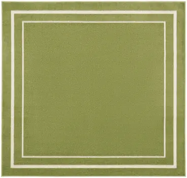 5' Green And Ivory Square Indoor Outdoor Area Rug