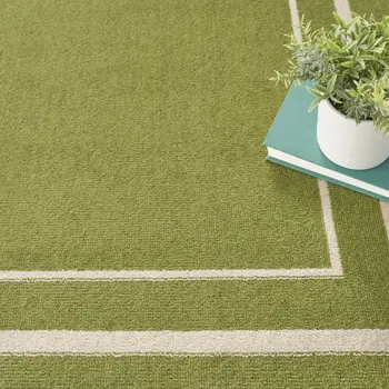 5' Green And Ivory Square Indoor Outdoor Area Rug