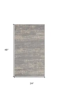 2' X 4' Gray And Beige Abstract Indoor Outdoor Area Rug