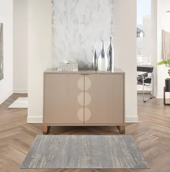 3' X 5' Gray And Beige Abstract Indoor Outdoor Area Rug