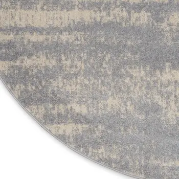 4' Gray And Beige Round Abstract Indoor Outdoor Area Rug