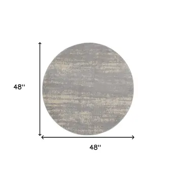 4' Gray And Beige Round Abstract Indoor Outdoor Area Rug
