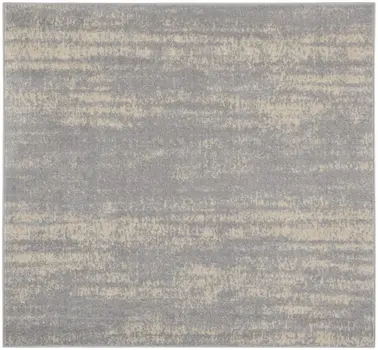 5' Gray And Beige Square Abstract Indoor Outdoor Area Rug