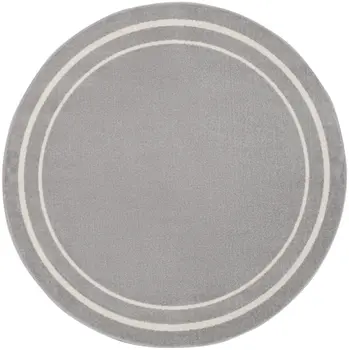 4' Gray And Ivory Round Indoor Outdoor Area Rug