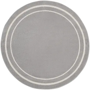 4' Gray And Ivory Round Indoor Outdoor Area Rug