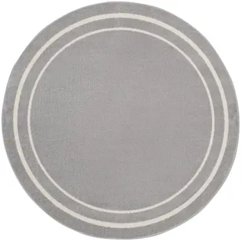 6' Gray And Ivory Round Indoor Outdoor Area Rug