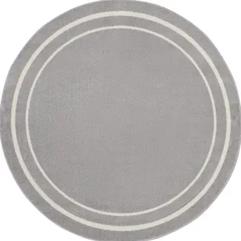 6' Gray And Ivory Round Indoor Outdoor Area Rug