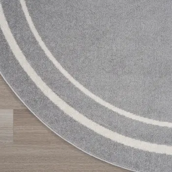 6' Gray And Ivory Round Indoor Outdoor Area Rug