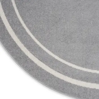 6' Gray And Ivory Round Indoor Outdoor Area Rug