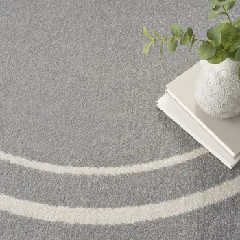 6' Gray And Ivory Round Indoor Outdoor Area Rug