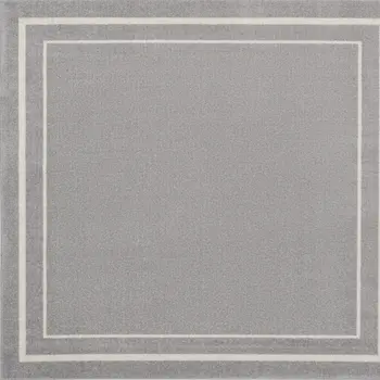 5' Gray And Ivory Square Indoor Outdoor Area Rug