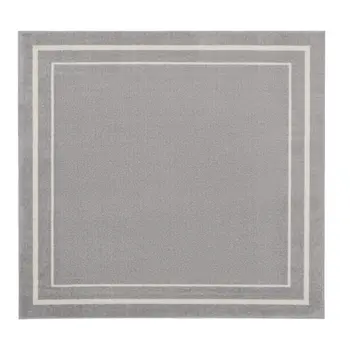 5' Gray And Ivory Square Indoor Outdoor Area Rug