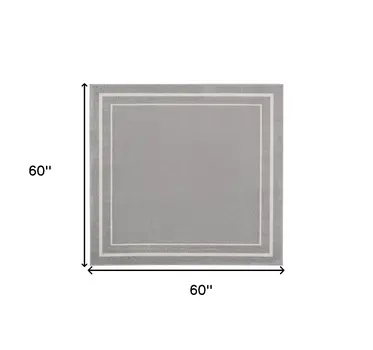 5' Gray And Ivory Square Indoor Outdoor Area Rug