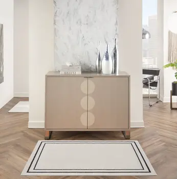 2' X 4' Ivory And Black Indoor Outdoor Area Rug