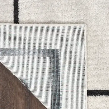 2' X 4' Ivory And Black Indoor Outdoor Area Rug