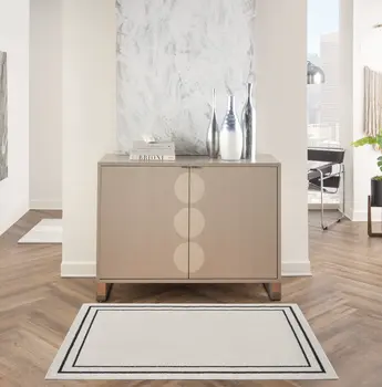 3' X 5' Ivory And Black Indoor Outdoor Area Rug