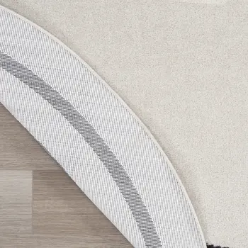 6' Ivory And Black Round Indoor Outdoor Area Rug